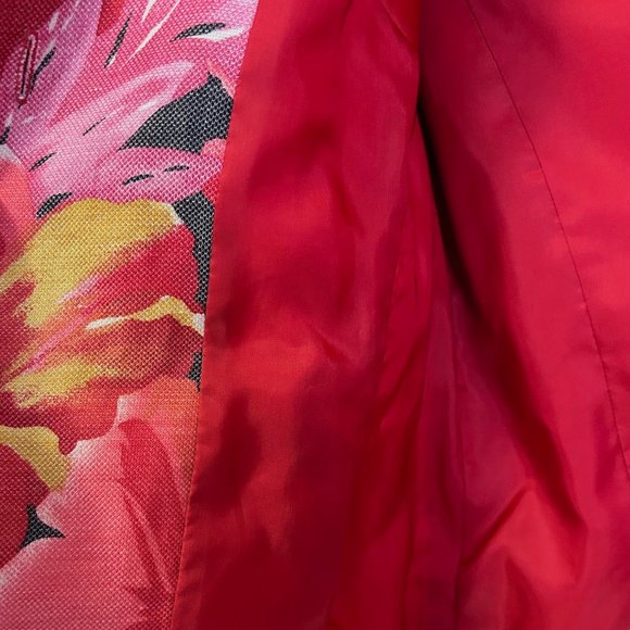 Doncaster New York Floral Linen & Silk Jean Jacket Style, Size 4, Lined, Pockets - Picture 6 of 11